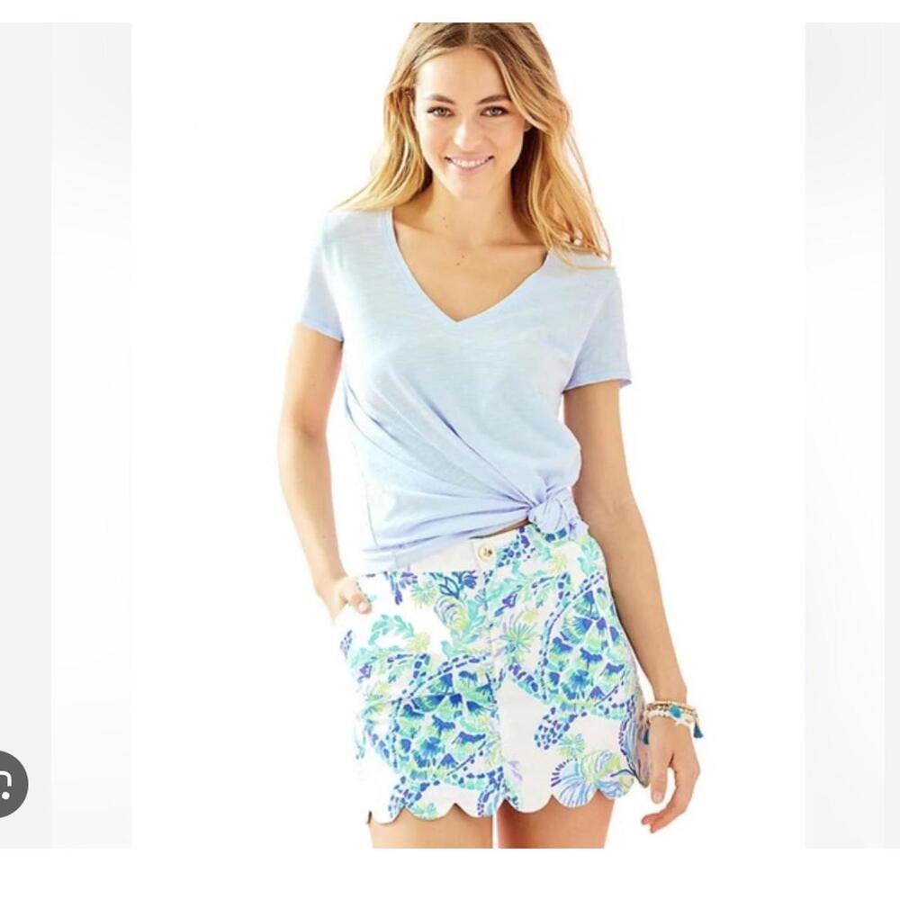 Lilly Pulitzer 100% Pima Cotton Knot Front Tee‎ Light Blue XS